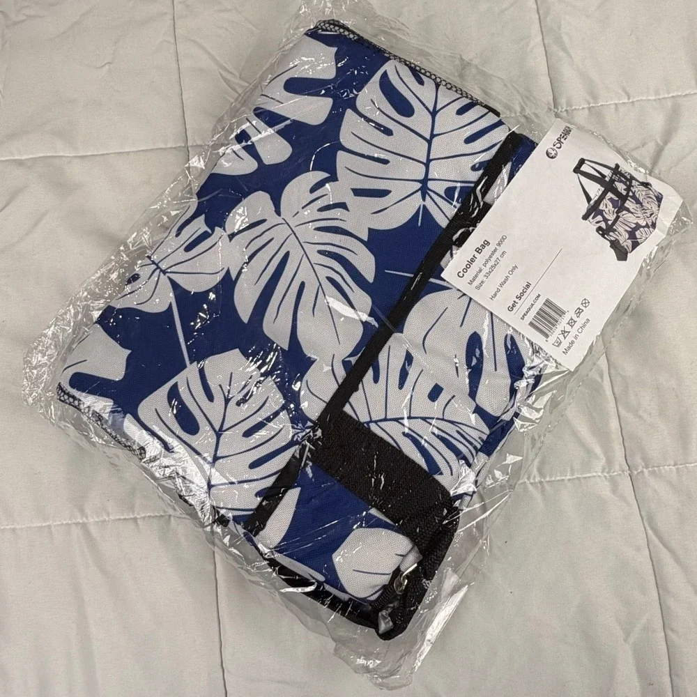 Speaqua Cooler Bag OS Blue Tropical‎ Monstera Leaf Print Insulated NEW
